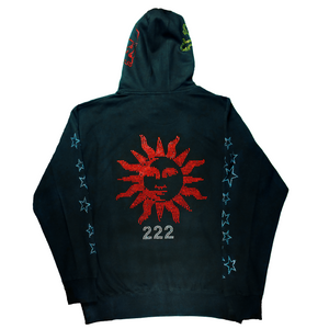 222 Rhinestone Sun Hoodie - Black