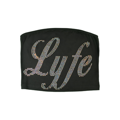 Rhinestone Lyfe Tube Top - Black