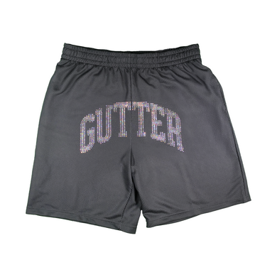 Rhinestone Gutter Arch Mesh Shorts - Dark Grey