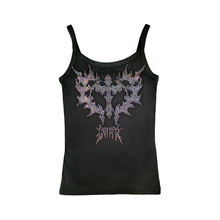 Load image into Gallery viewer, Rhinestone Cross Heart Tank Top - Black
