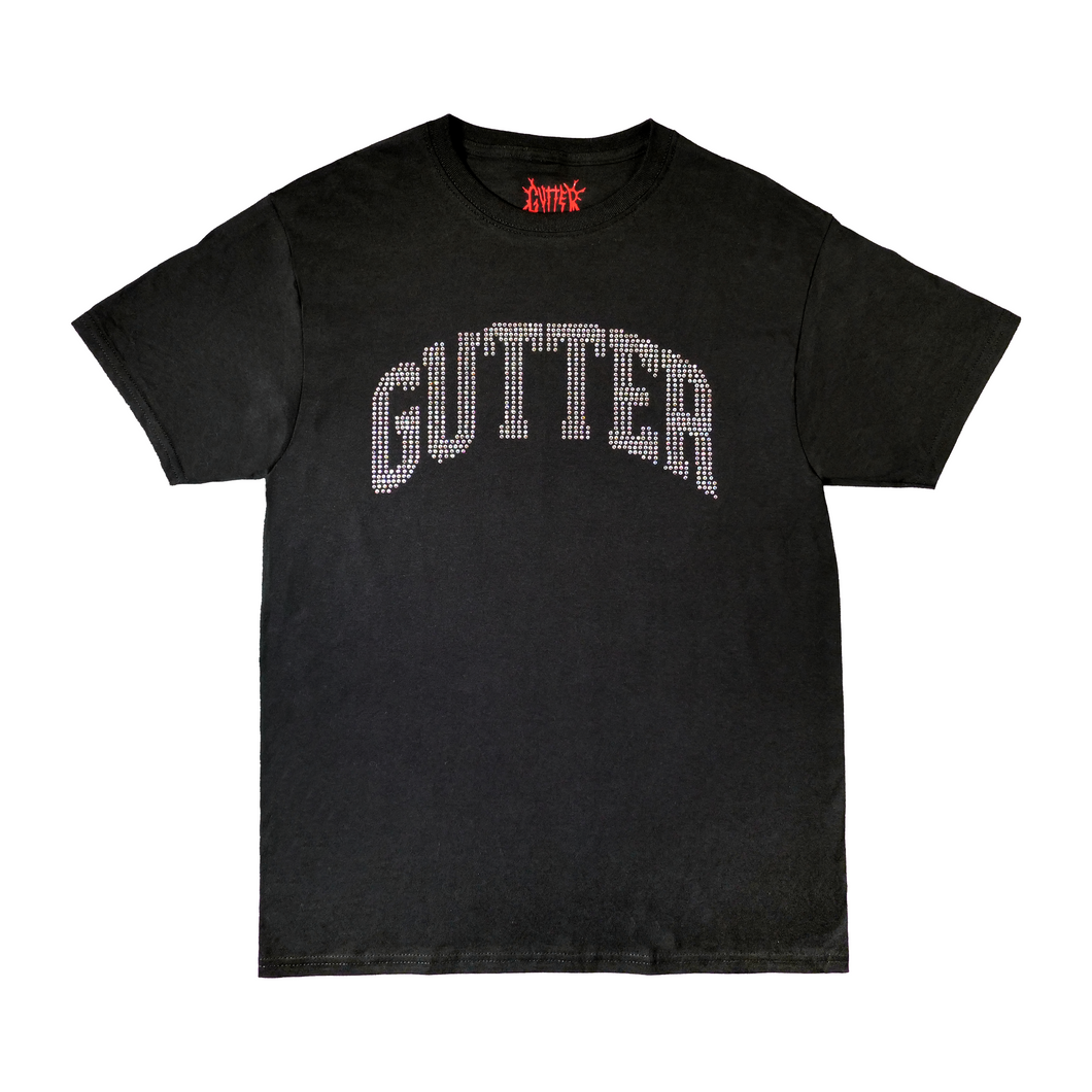 Rhinestone Arc Tee - Black
