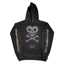 Load image into Gallery viewer, Rhinestone Heart Skull Hoodie - Black