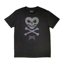 Load image into Gallery viewer, Rhinestone Heart Skull Tee - Black