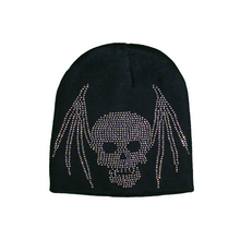 Load image into Gallery viewer, Rhinestone Skullbat Beanie - Black
