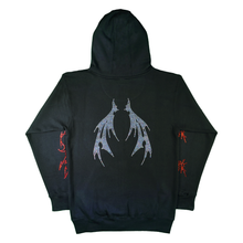 Load image into Gallery viewer, Gutter Skullbat Rhinestone Zip Up Hoodie - Black