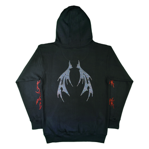 Gutter Skullbat Rhinestone Zip Up Hoodie - Black