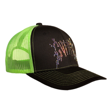 Load image into Gallery viewer, Rhinestone Splat Black/Green Snapback