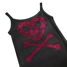 Load image into Gallery viewer, Rhinestone Heart Skull Tank Top - Black