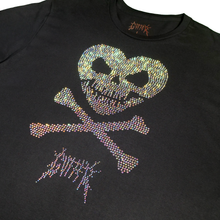 Load image into Gallery viewer, Rhinestone Heart Skull Tee - Black