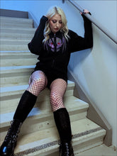 Load image into Gallery viewer, Gutter Skullbat Rhinestone Zip Up Hoodie - Black