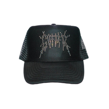 Load image into Gallery viewer, Rhinestone Splat Black Trucker Hat