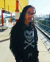 Load image into Gallery viewer, Rhinestone Heart Skull Hoodie - Black