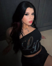 Load image into Gallery viewer, Rhinestone Lyfe Tube Top - Black