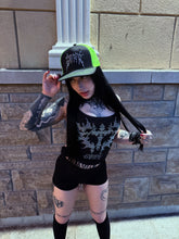 Load image into Gallery viewer, Rhinestone Splat Black/Green Snapback