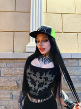 Load image into Gallery viewer, Rhinestone Splat Black/Green Snapback