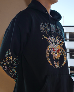 Rhinestone Chaos Hoodie - Black