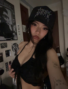 Rhinestone Splat Black Trucker Hat
