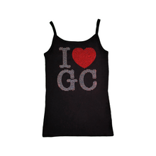 Load image into Gallery viewer, Rhinestone 'I Heart GC' Tank Top - Black