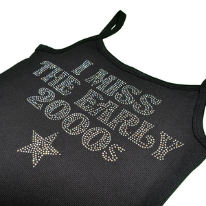 Rhinestone I Miss The Early 2000's Tank Top - Black