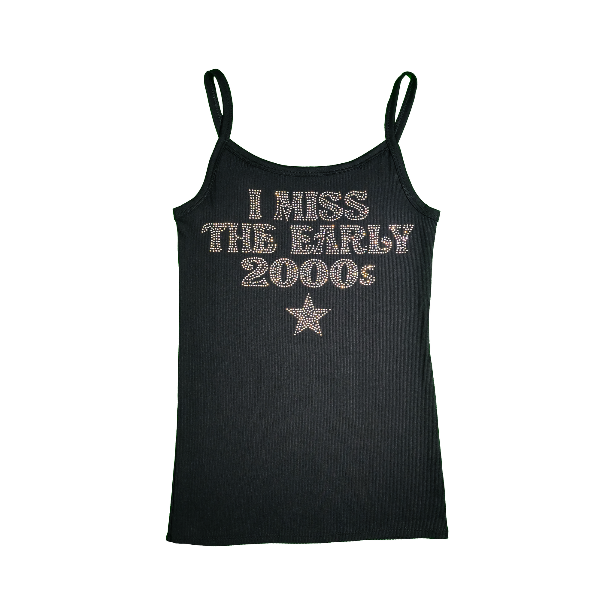 Rhinestone I Miss The Early 2000's Tank Top - Black Gutter Compound Rhinestone I Miss The Early 2000's Tank Top - Black Gutter Compound